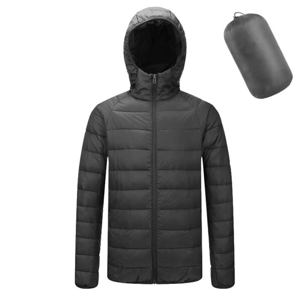 Men's Lightweight Hooded Coat Winter Warm Solid Color Zipper Jacket Fashion Portable Outerwear Top Clothing - Image 7