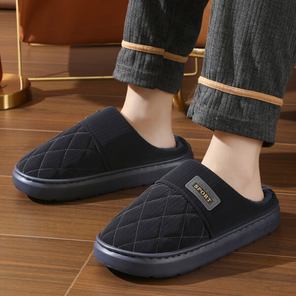 Men's Home Slippers Winter Warm Plush House Shoes Indoor Non-slip Floor Bedroom Slipper Casual All-match Shoes - Image 2