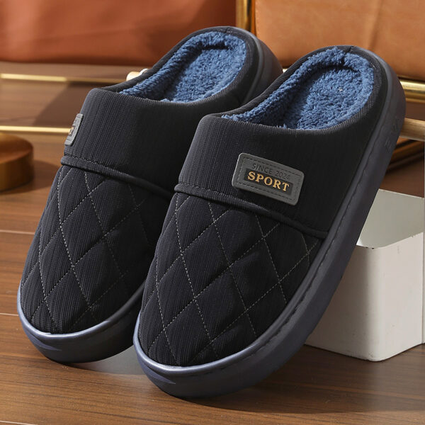 Men's Home Slippers Winter Warm Plush House Shoes Indoor Non-slip Floor Bedroom Slipper Casual All-match Shoes - Image 3